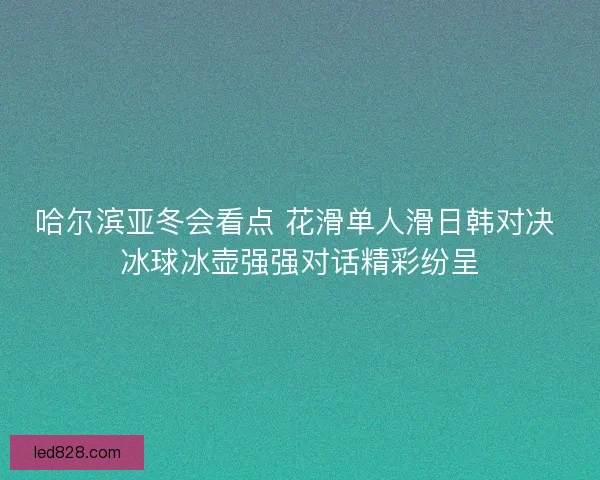 哈尔滨亚冬会看点 花滑单人滑日韩对决 冰球冰壶强强对话精彩纷呈
