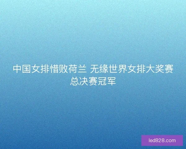 中国女排惜败荷兰 无缘世界女排大奖赛总决赛冠军